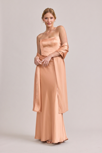 Satin Shawl | Made To Order | Peach