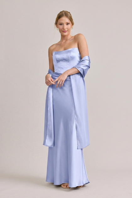 Satin Shawl | Made To Order | Periwinkle