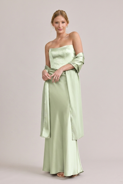 Satin Shawl | Made To Order | Pistachio