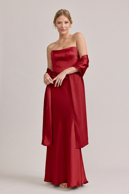 Satin Shawl | Made To Order | Poppy Red