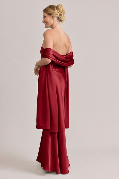 Satin Shawl | Made To Order | Poppy Red