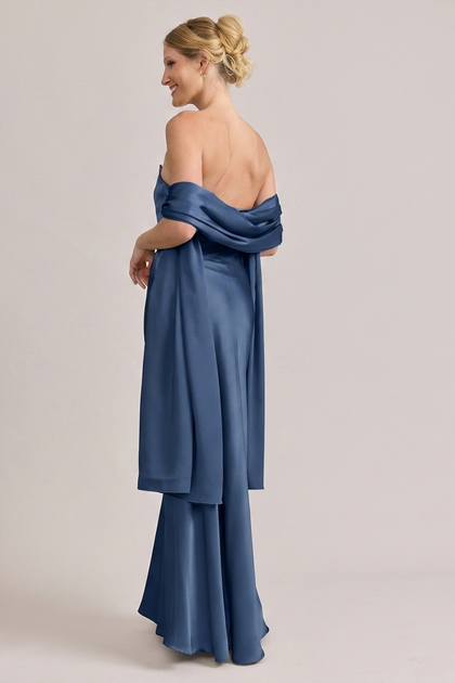 Satin Shawl | Made To Order | Romantic Blue