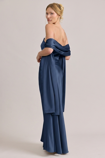 Satin Shawl | Made To Order | Romantic Blue