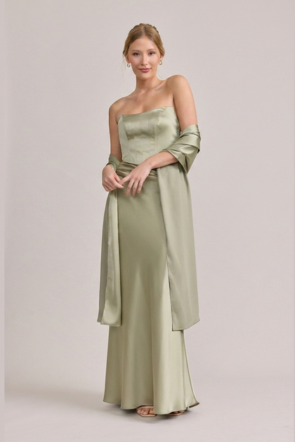Satin Shawl | Made To Order | Silver Sage