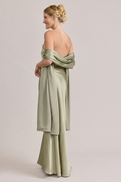 Satin Shawl | Made To Order | Silver Sage