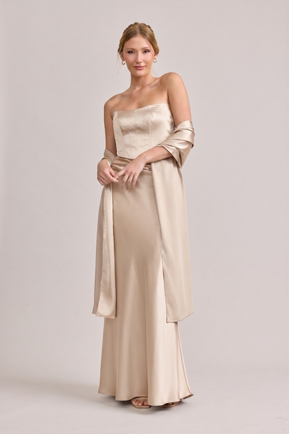 Satin Shawl | Made To Order | Soft Champagne