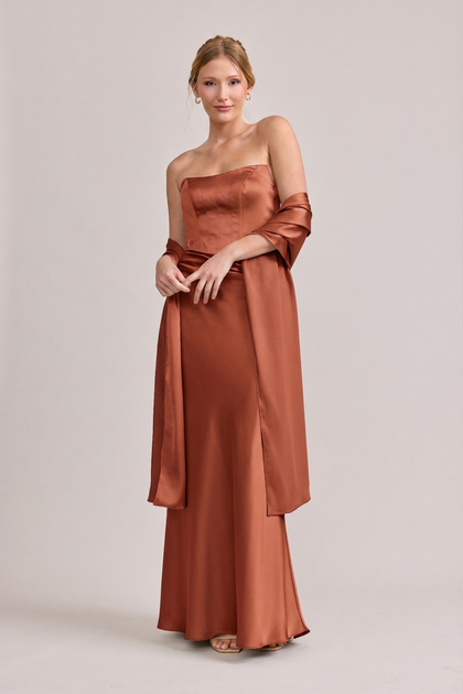Satin Shawl | Made To Order | Terracotta Rust