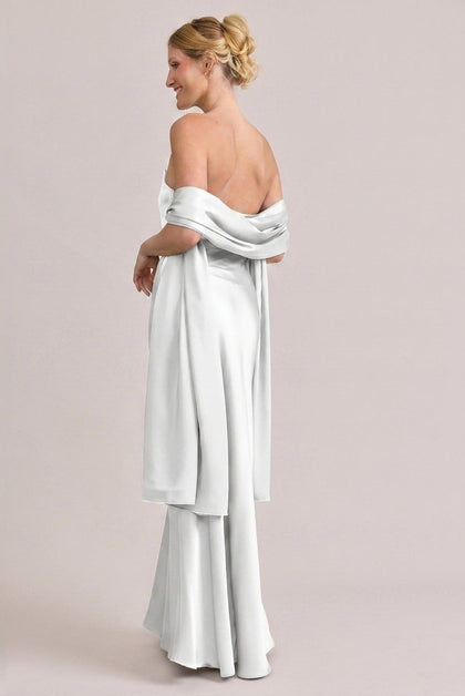 Satin Shawl | Made To Order | White Pearl