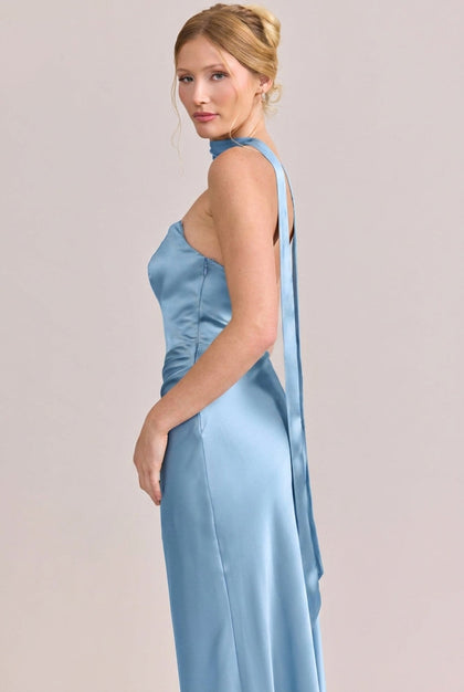 Satin Skinny Scarf | Made To Order | Light Blue