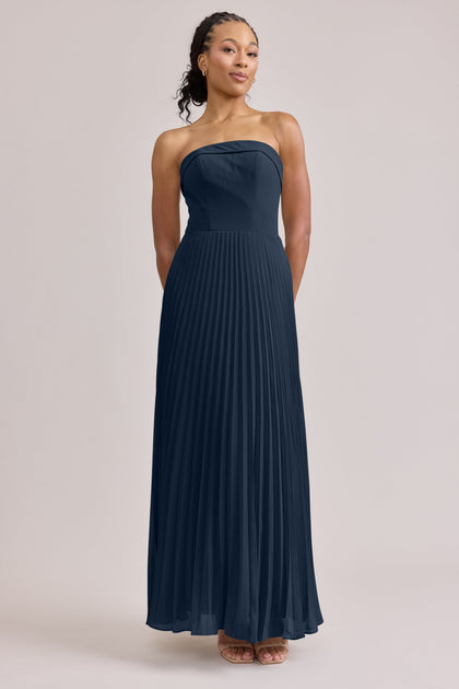 Saylor Chiffon Pleated Dress | Made To Order | Romantic Blue