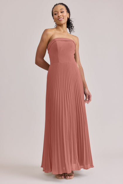 Saylor Chiffon Pleated Dress | Made To Order | Desert Rose