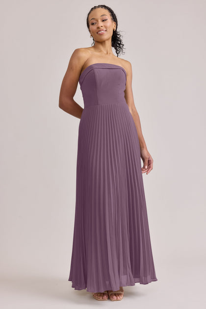 Saylor Chiffon Pleated Dress | Made To Order | Dusty Purple