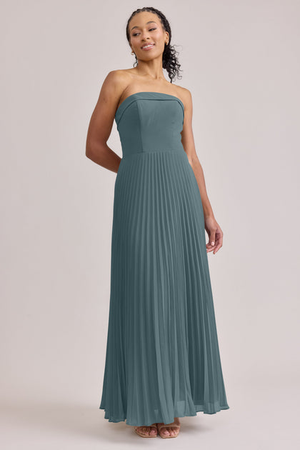 Saylor Chiffon Pleated Dress | Made To Order | Eucalyptus
