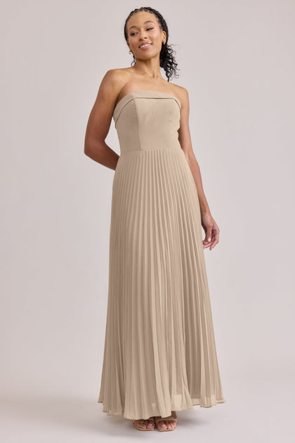 Saylor Chiffon Pleated Dress | Made To Order | Champagne
