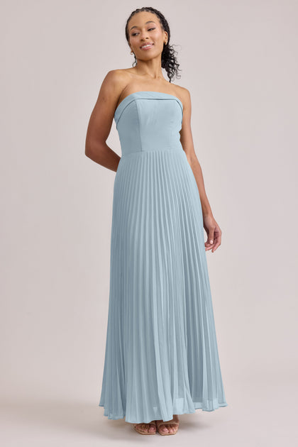 Saylor Chiffon Pleated Dress | Made To Order | Light Blue