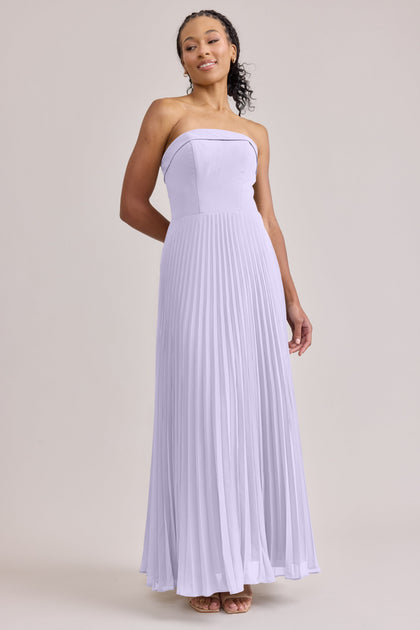 Saylor Chiffon Pleated Dress | Made To Order | Light Lavender