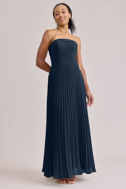 Saylor Chiffon Pleated Dress | Made To Order | Romantic Blue