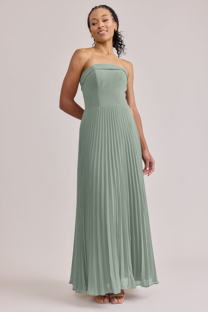 Saylor Chiffon Pleated Dress | Sage