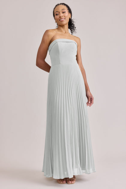 Saylor Chiffon Pleated Dress | Made To Order | White Pearl