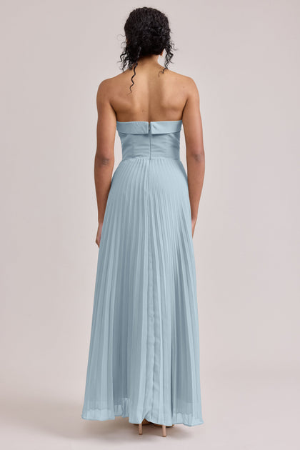 Saylor Chiffon Pleated Dress | Made To Order | Light Blue
