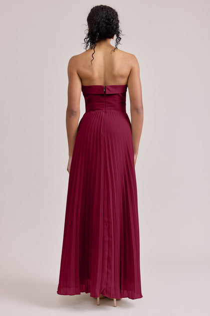 Saylor Chiffon Pleated Dress | Made To Order | Marsala