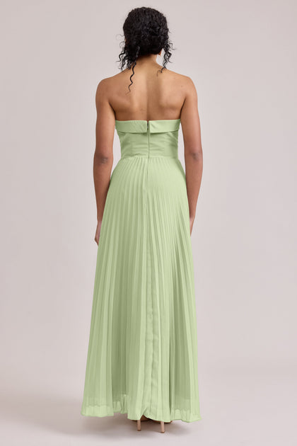 Saylor Chiffon Pleated Dress | Made To Order | Matcha