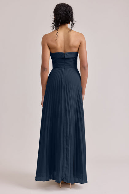 Saylor Chiffon Pleated Dress | Made To Order | Romantic Blue