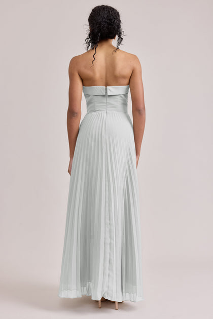 Saylor Chiffon Pleated Dress | Made To Order | White Pearl