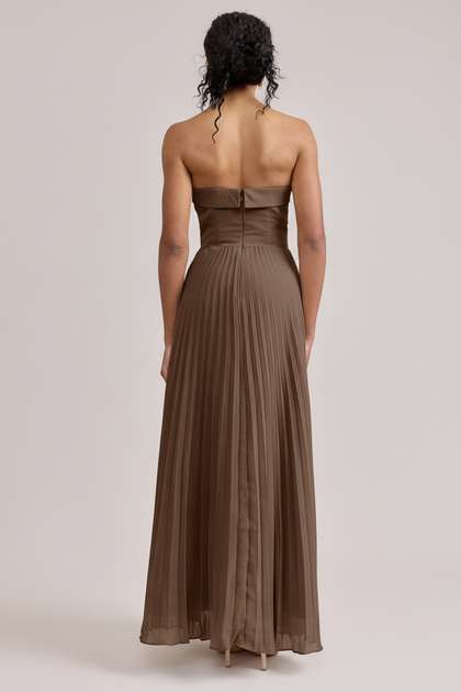 Saylor Chiffon Pleated Dress | Made To Order | Truffle