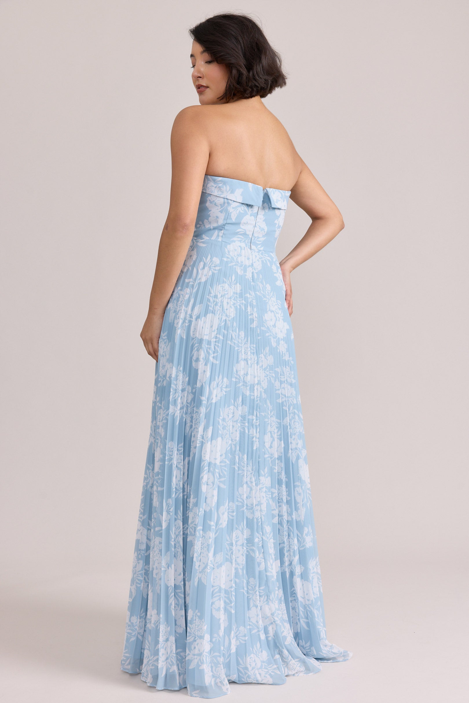 Saylor Chiffon Pleated Floral Print Dress | Made To Order Pale Yellow Blossom Saylor Chiffon Pleated Floral Print Dress | Made To Order Pale Yellow Blossom