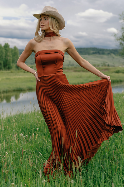 Saylor Satin Pleated Dress