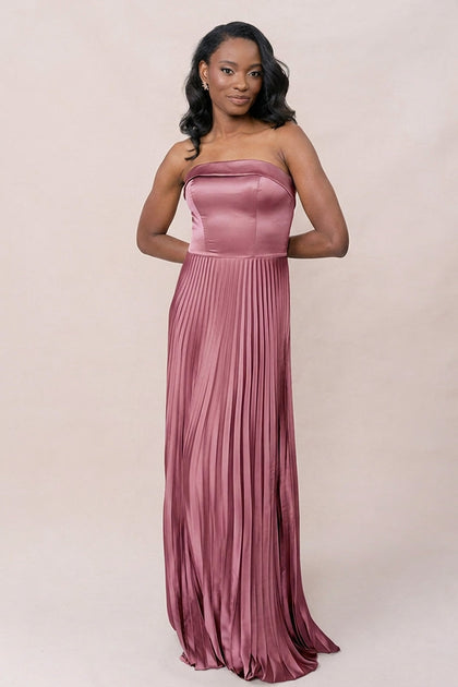 Saylor Satin Pleated Dress | Made To Order | Raspberry