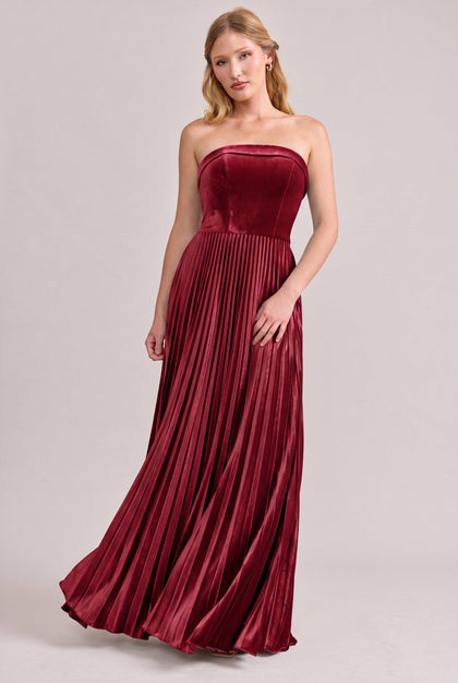 Saylor Velvet Pleated Dress | Made To Order | Romantic Rose