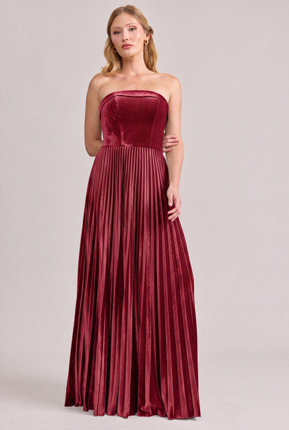 Saylor Velvet Pleated Dress | Made To Order | Romantic Rose