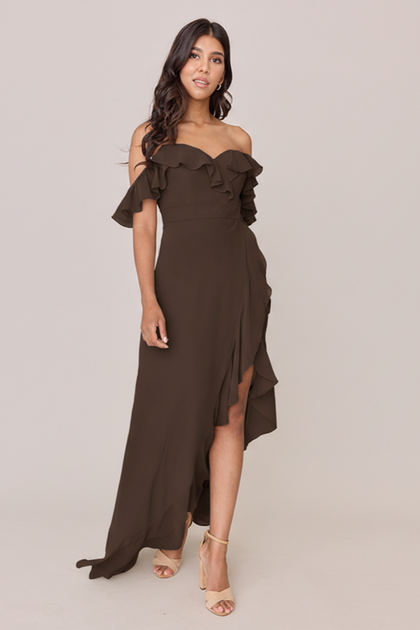 Scarlet Chiffon Dress | Made To Order | Espresso