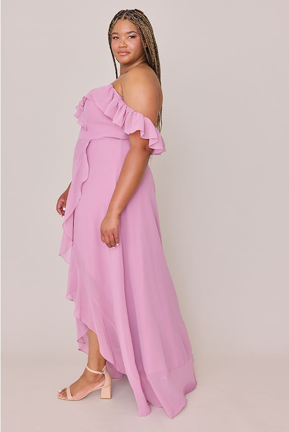 scarlet color bridesmaid dresses Scarlet Chiffon Dress | Made To Order First Kiss Pink