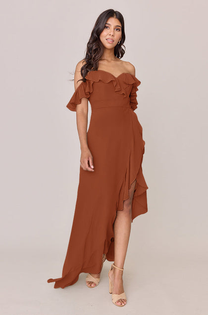 Scarlet Chiffon Dress | Made To Order | Rust