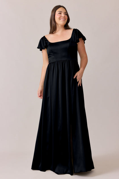 Selma Satin Dress | Made To Order | Black