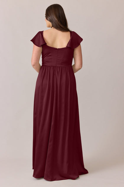 Selma Satin Dress | Made To Order | Cabernet