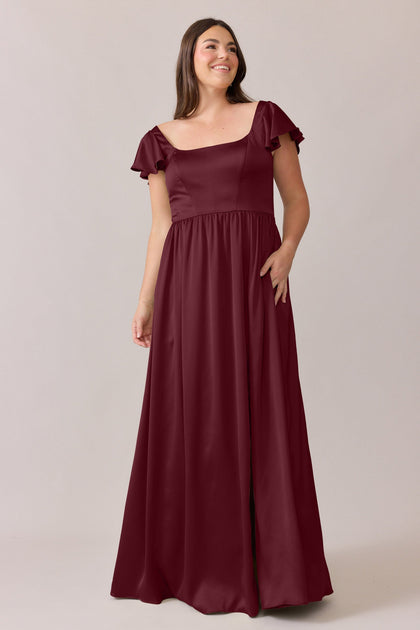 Selma Satin Dress | Made To Order | Cabernet