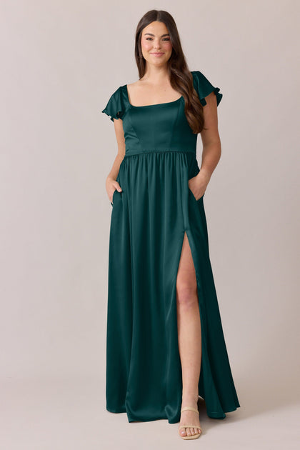 Selma Satin Dress | Made To Order | Classic Emerald