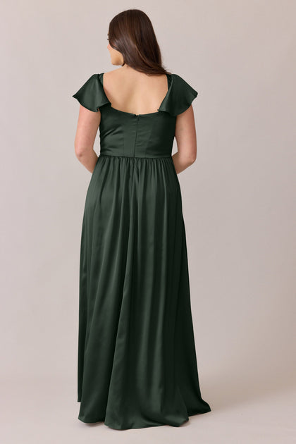 Selma Satin Dress | Made To Order | Deep Olive