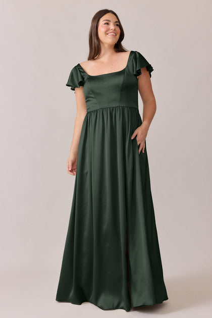 Selma Satin Dress | Made To Order | Deep Olive