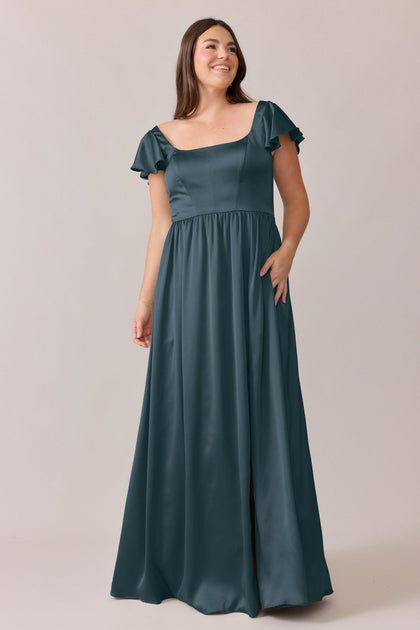 Selma Satin Dress | Made To Order | Eucalyptus