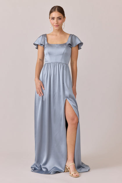 Selma Satin Dress | Made To Order | French Blue