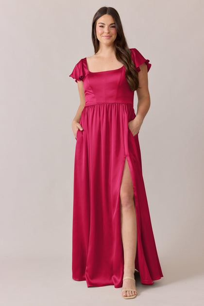 Selma Satin Dress | Made To Order | Hot Pink