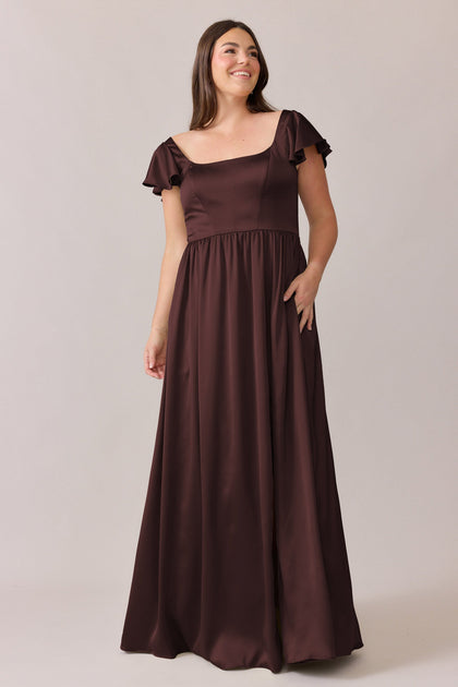 Selma Satin Dress | Made To Order | Mahogany