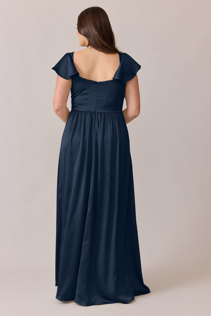 Selma Satin Dress | Made To Order | Navy Blue