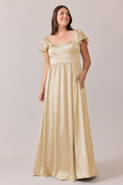 Selma Satin Dress | Made To Order | Pale Yellow