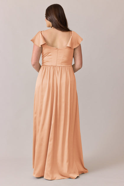 Selma Satin Dress | Made To Order | Peach